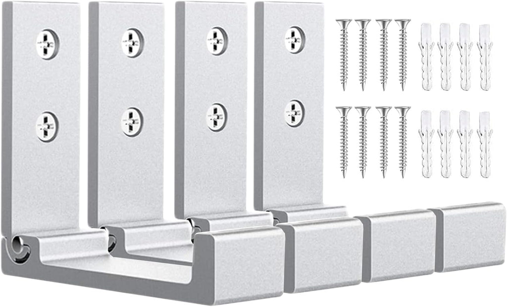 OHIYO 4pcs Folding Coat Hooks Heavy Duty Wall Hooks for Hanging Bags Hooks Headphone Holder No Rust Wall Mounted for Hat, Bags, Jacket, Towel (Silver)
