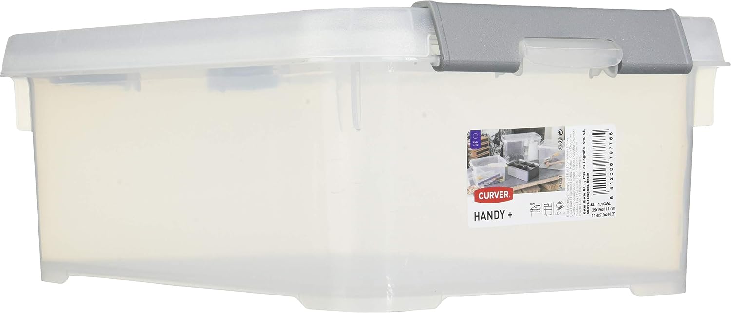 Allibert "Handy Plus Storage Box with Lid, Transparent/Silver, 4 Litre