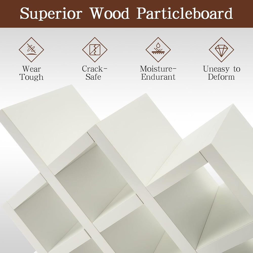 10 Grids Wooden Wine Rack – Wall Mounted or Countertop Storage, Diamond Latti...