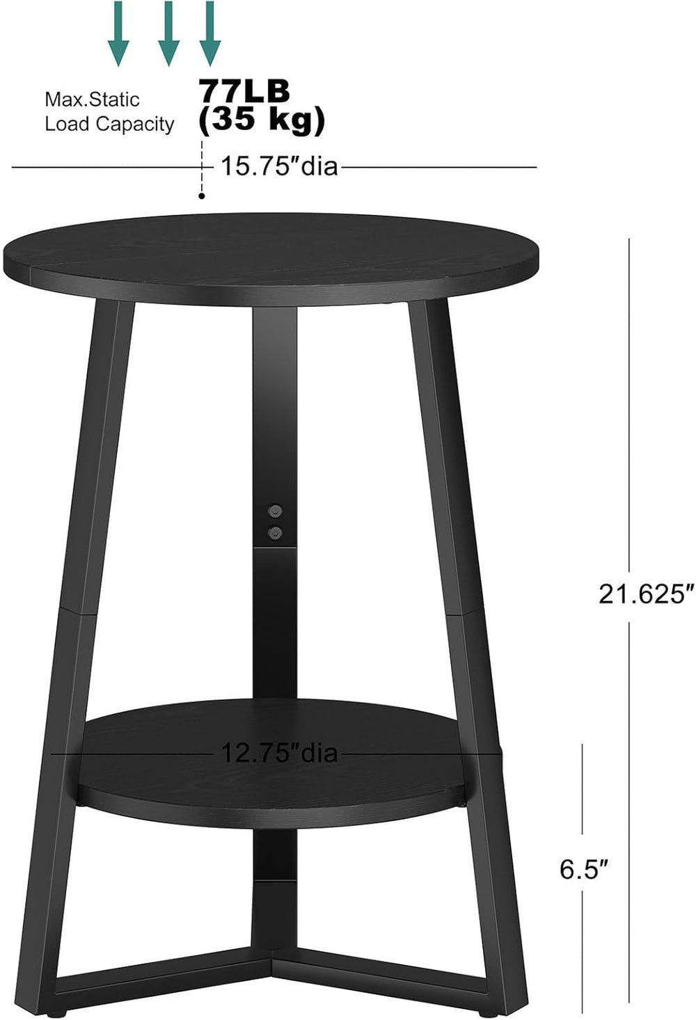 sthmec Small Round End Table, 2 Tier Side Table with Storage Shlef,Coffee Tab...