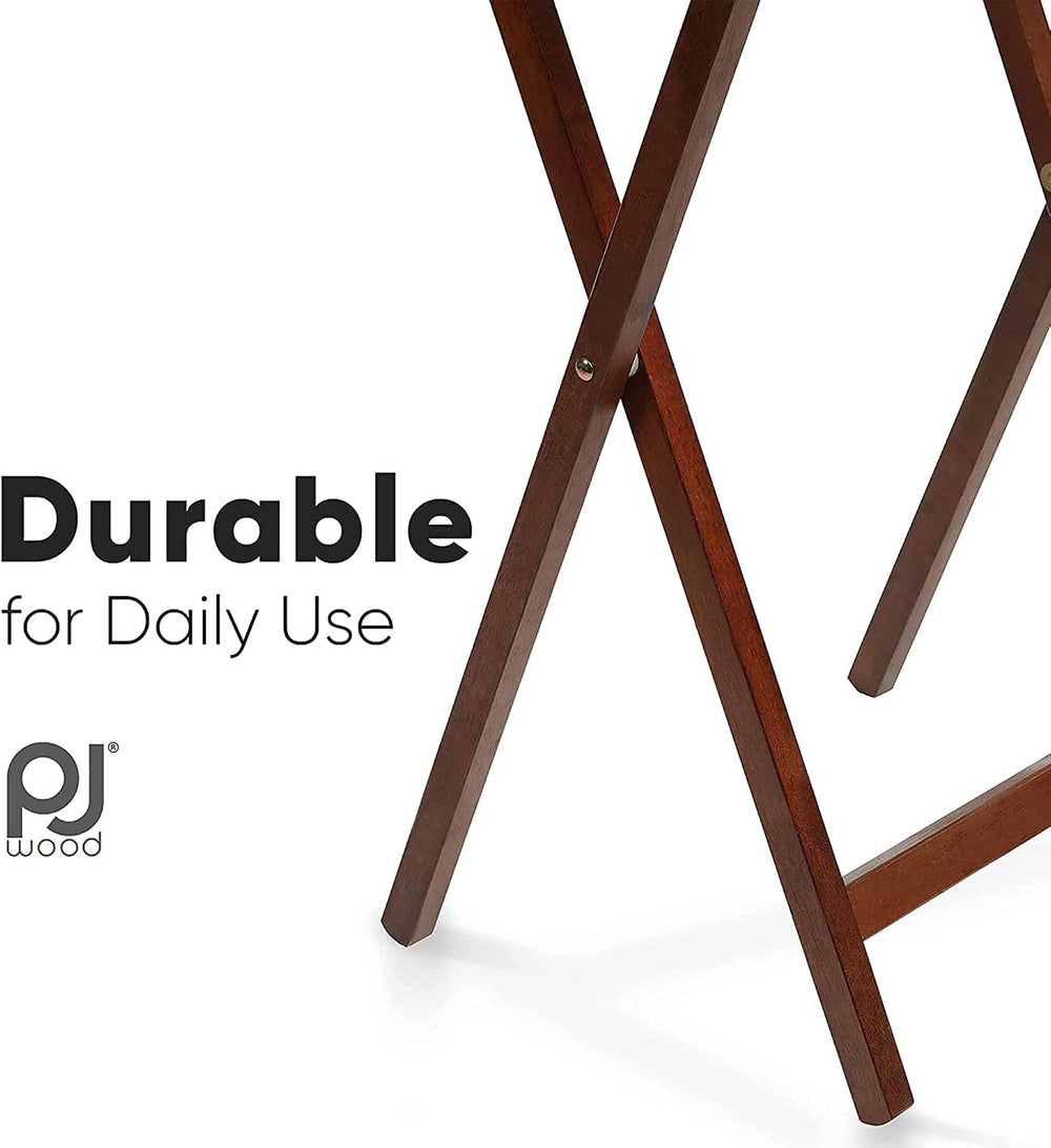 PJ Wood - 5-Piece Wooden Folding TV Tray Table Set - Honey Oak Snack Tables |...