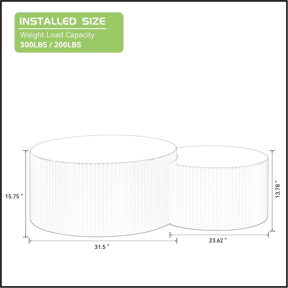 KEVINSPACE Coffee Table Set of 2 Modern, Living Room Nesting Table Round 2-Pi...