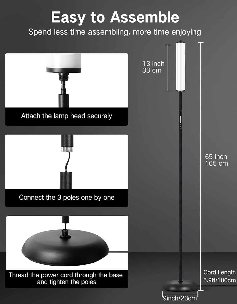 OUTON Bright Smart Floor Lamp with Remote, App & Touch Control, RGB Color...