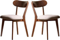 100% Solid Oak Wood Dining Chairs,Mid Century Modern Dining Chairs with Upholstered Cushion,Kitchen,Dining Room Chairs Set of 2 (2, Walnut Color Grey Upholstery)