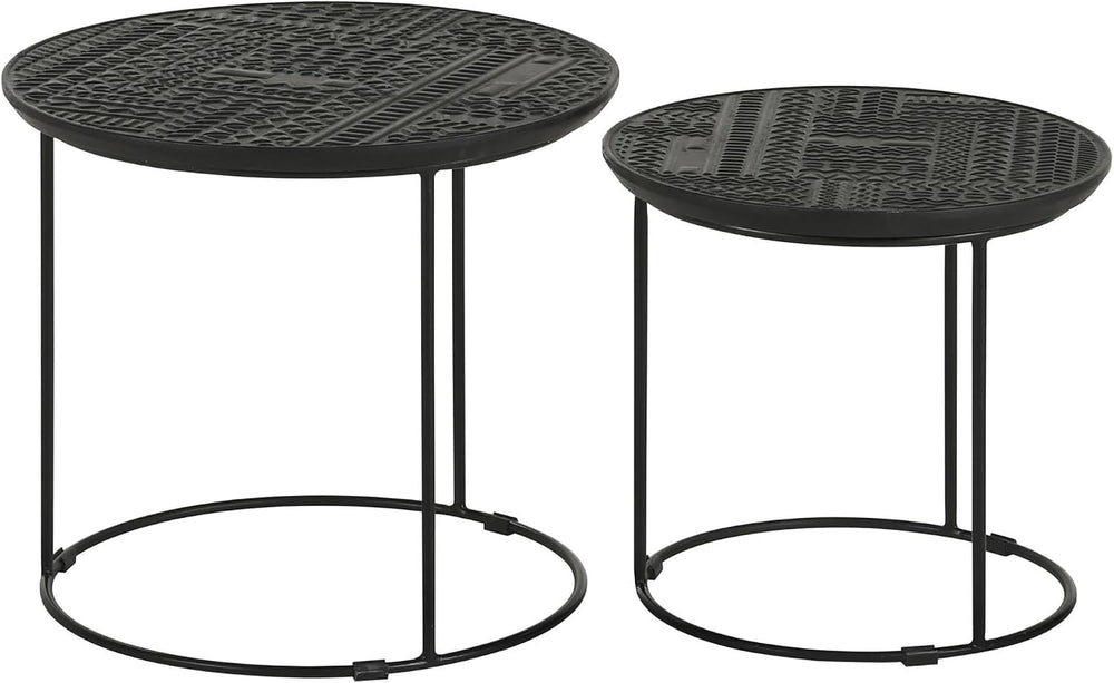 20" Sturdy Metal Frame Nesting Coffee Table, Boo Coffee Table with Embos...