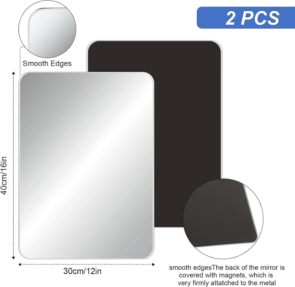 Blulu 2 Pcs Magnetic Locker Mirror, 12 x 16 Inches