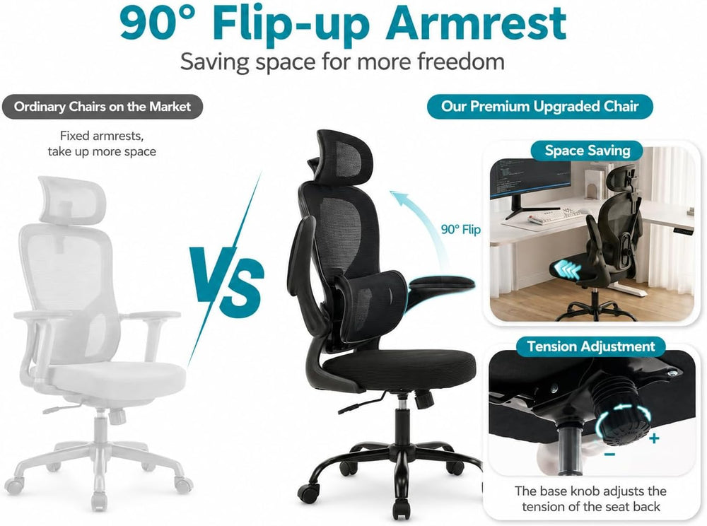 Ergonomic Office Chair with Adjustable Headrest & Lumbar Support, High Ba...