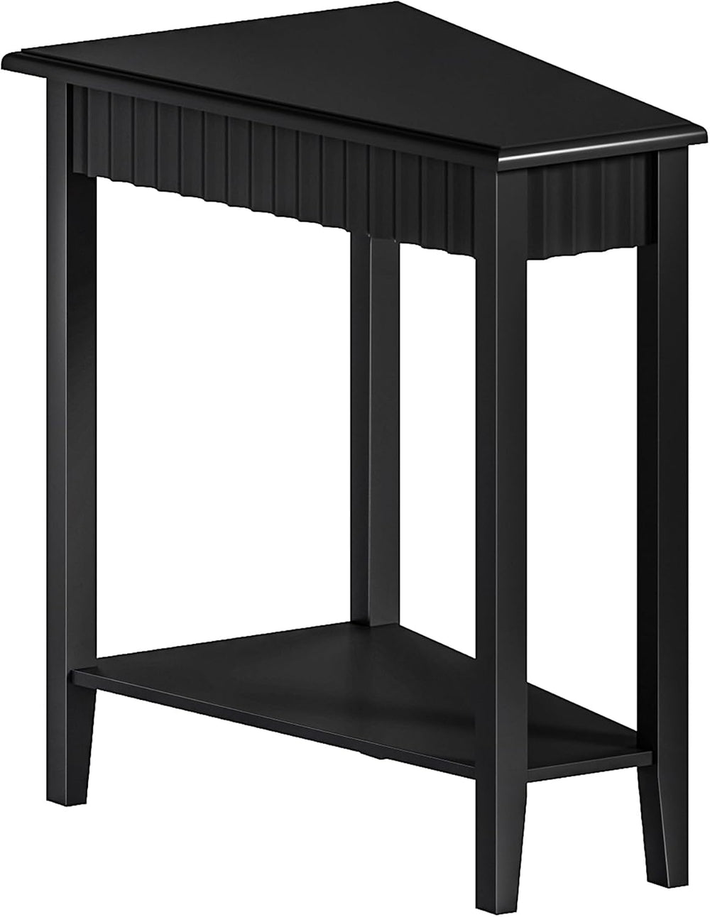 ChooChoo Wedge End Table, Narrow Triangle Side Table with 2-Tier Storage Shel...