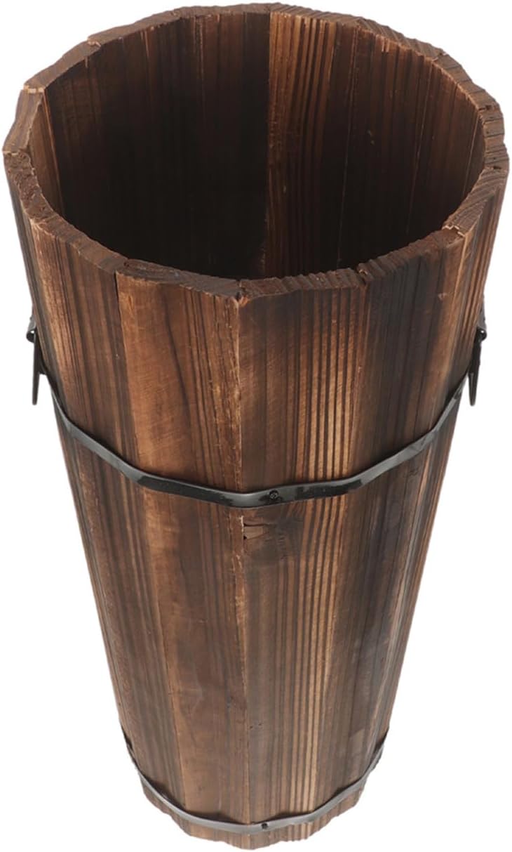 MAGICLULU Handmade Carbonized Wood Stand Modern Umbrella Stand Storage Tube for Umbrellas Walking Sticks and Decorative Fans Indoor Outdoor