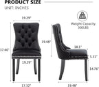 Velvet Dining Chairs Set of 4,Upholstered Dining Chairs with Ring Pull Trim and Button Back and Wood Legs, Modern Seating for Kitchen, Bedroom & Living Room(Black)