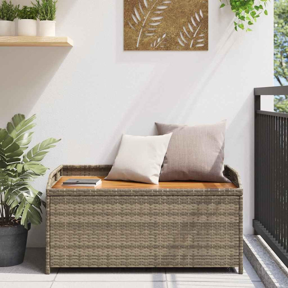 Outdoor Storage Bench with Waterproof Liner, 39.4-inch PE Rattan Garden Seat ...