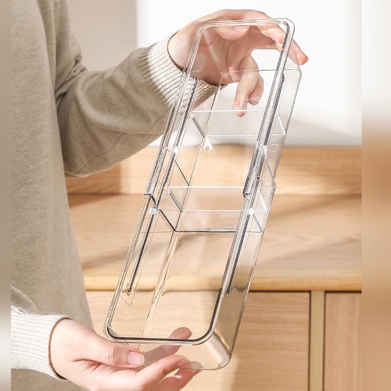 Tea Bag Holder，Expandable Tea Bag Organizer Boxes，Clear Acrylic Tea Bag Storage Bins,Kitchen Utensils for Sugar Packet, Coffee, Condiment for Drawer,Cabinet, Countertop,Pantry,1 Pack