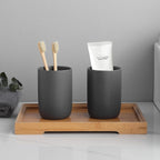 Matte Grey Toothbrush Holders for Bathrooms - Ceramic Toothbrush Toothpaste Holders Set, Grey Bathroom Tumbler Cups Reusable Toothbrush Cup, Counter Organizer