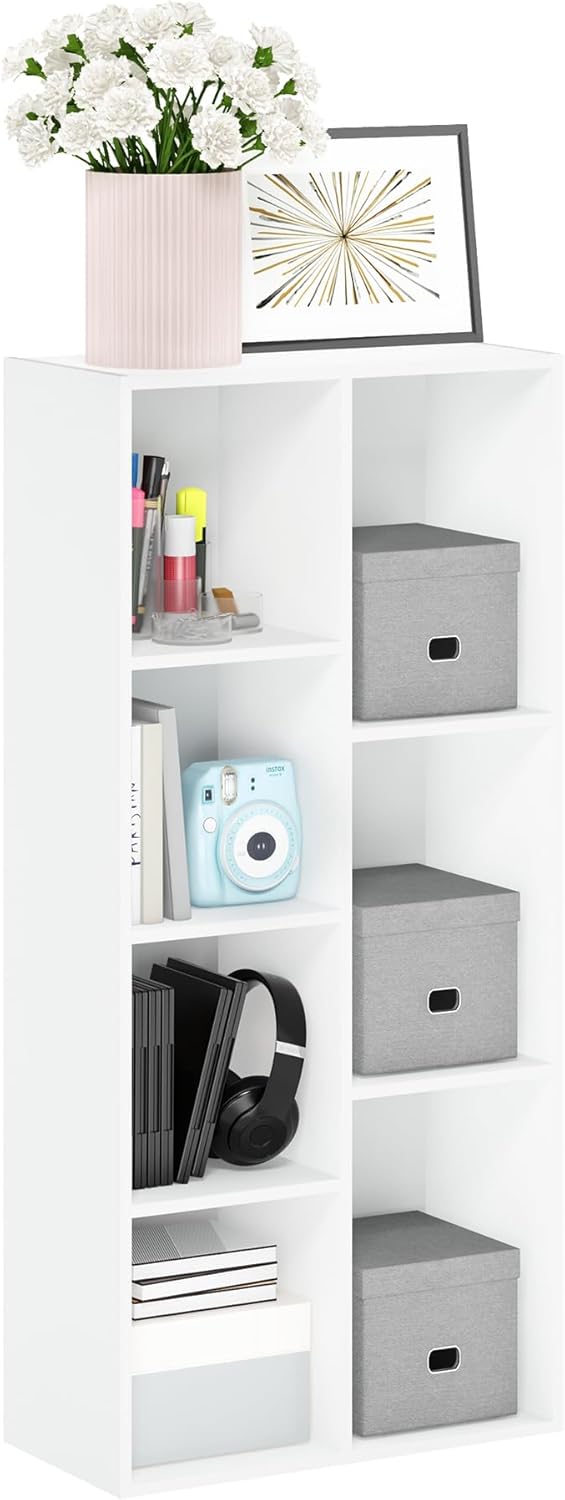 Furinno LUDER Book Shelf, 7-Cube Bookshelf, Bookcase with Open Shelves, 9.4 x...