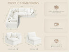 Oversized V Shaped Sectional Couches for Living Room丨5 Seater White Sectional Couch Chenille Fabric