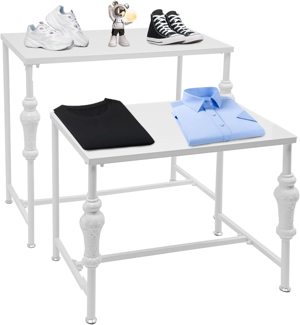 Metal Shoe Handbag Display Stand, Set of 2 Industrial Retail Display Tables N...