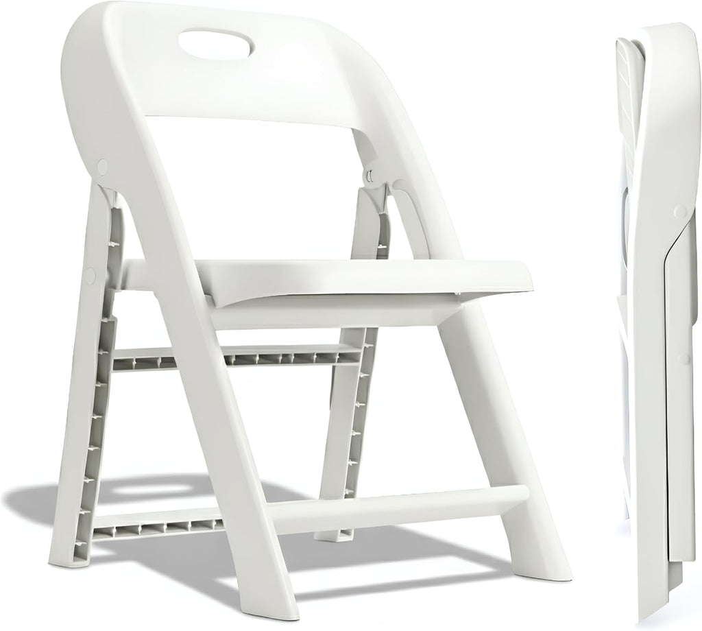 Giggle & Play Kids Folding Chair, 2 Pack - Toddler Beach & Camping Chair | Portable Folding Chairs for Kids & Toddlers, Lightweight for Beach, Camping & Sturdy Backrest, Easy Fold - White