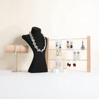 GemeShou Black necklace storage hanger stand jewelry organizer, Velvet jewelry stand necklace holder, jewelry mannequin bust for necklaces, jewelry bust display stands【Black-Large height 12 inch】
