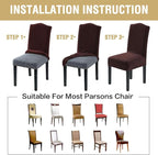 H.VERSAILTEX Velvet Dining Chair Covers Stretch Chair Covers for Dining Room Set of 4 Parson Chair Slipcovers Chair Protectors Covers Dining, Soft Thick Solid Velvet Fabric Washable, Brown
