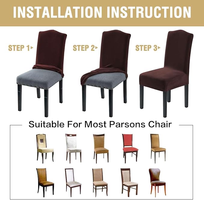 H.VERSAILTEX Velvet Dining Chair Covers Stretch Chair Covers for Dining Room ...