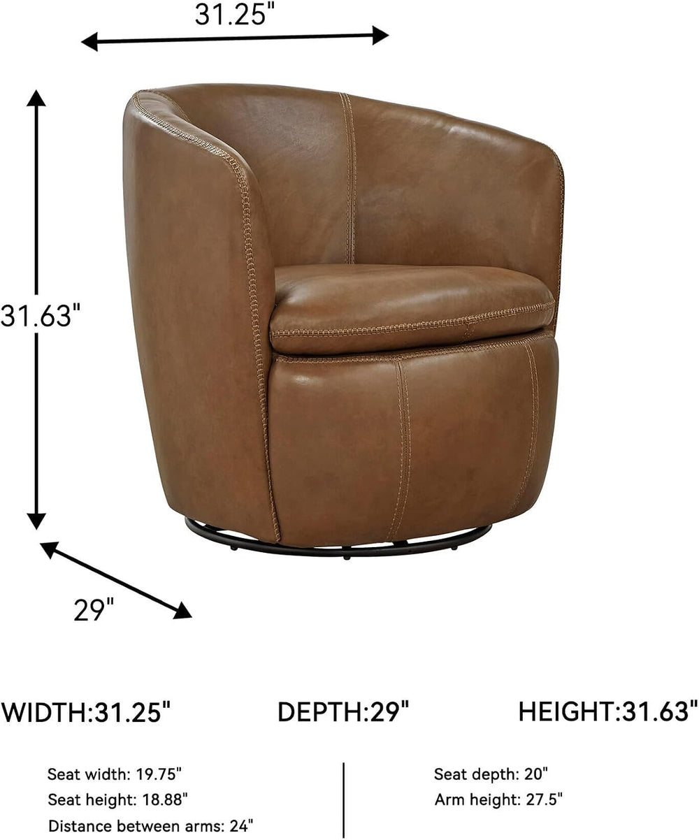 Signature Design by Ashley Modern Top Grain Leather Swivel Barrel Chair
