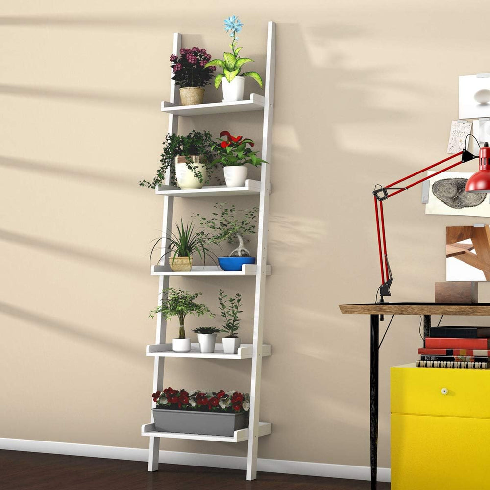 Tangkula Ladder Shelf, 5-Tier Multifunctional Modern Wood Plant Flower Book D...
