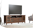 SIMPLIHOME Artisan TV Stand - 53 inch Wide Solid Wood Tall Media Console in Russet Brown, Contemporary Entertainment Center for Living Room for TVs up to 60 Inches with Drawers and Cable Management