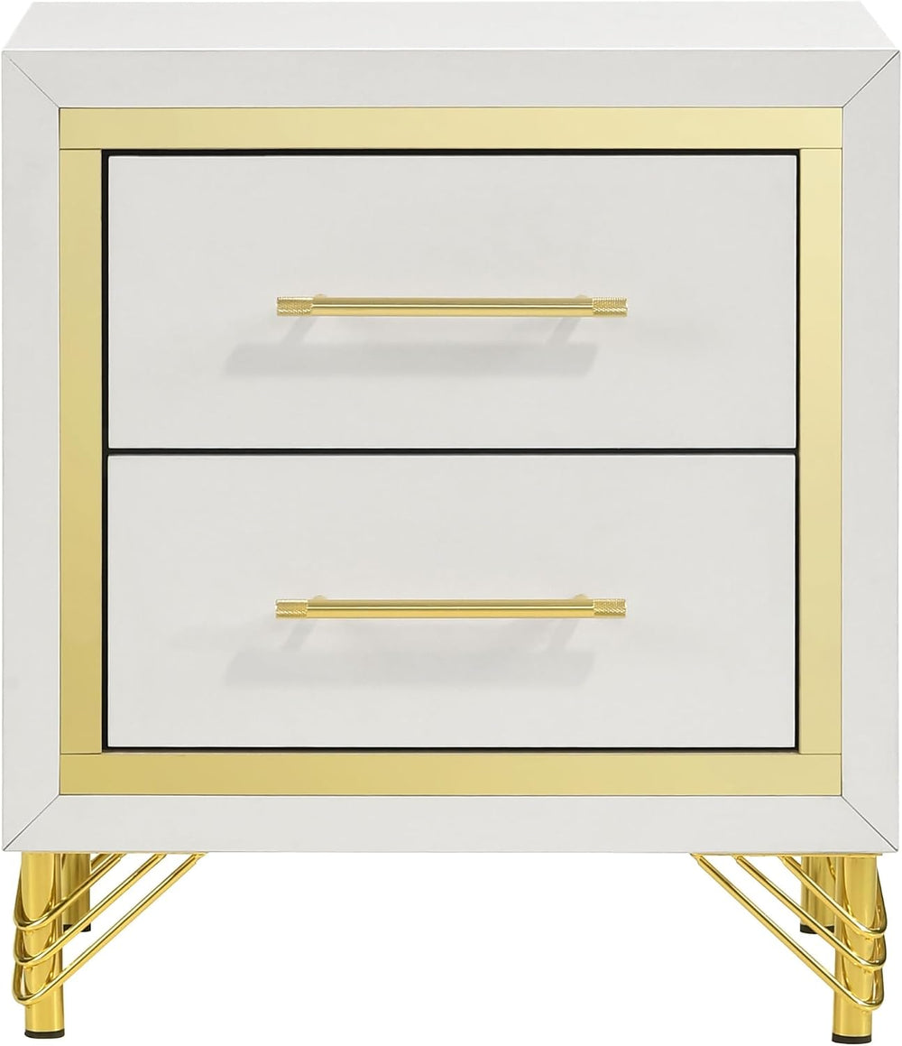 White 2-Drawer Nightstand Bedside Table,for Small Spaces