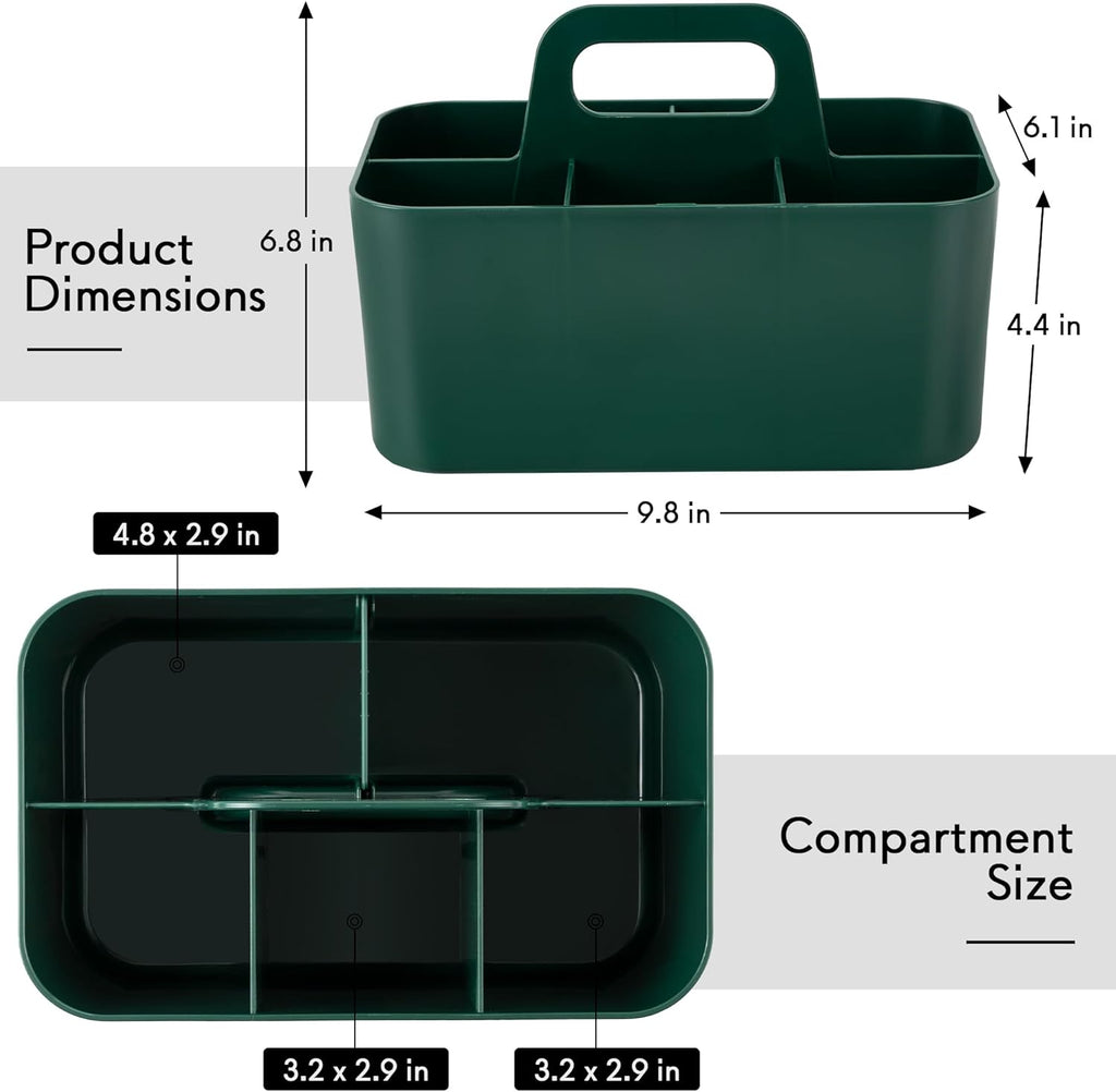 Tiawudi 2 Pack Caddy Organizer with Handle, Portable Plastic Caddy, Storage Organization for Cleaning, Bath, Makeup, Art, Craft, Stationery, Classroom and Office, Tote Organizer