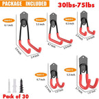 TORACK Garage Hooks Heavy Duty, 15 Pack Wall Mount Steel Utility Hooks&Hangers, Anti-Slip Rubber Coated, Garage Storage Organizer for Garden Tools, Power Tools, Ladders, Brooms, Bikes, Bulk Items