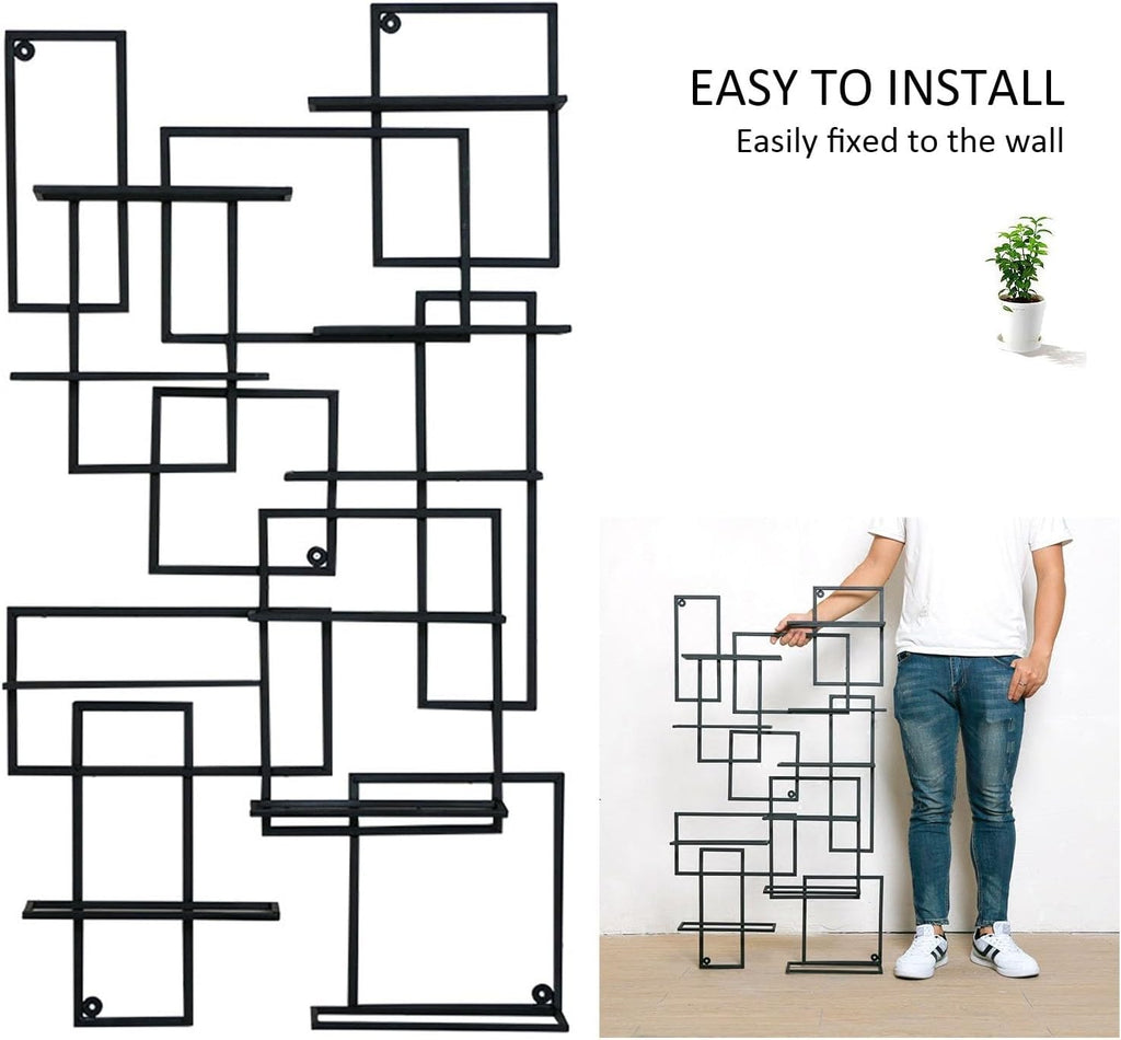 Geometric Wall Mounted Wine Rack, Wall Display Shelf Space Saving, Modern Floating Bottle Organizer for Kitchen, Bar, Living Room