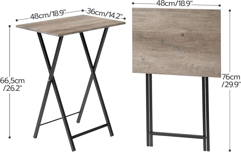 HOOBRO Folding TV Tray Tables, Set of 4 TV Trays with Storage Rack, Industria...