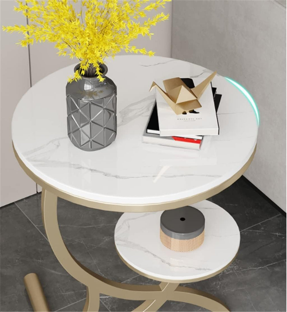 Rock Slab Side Table Fashion Round Living Room Small Coffee Balcony Sofa Corn...