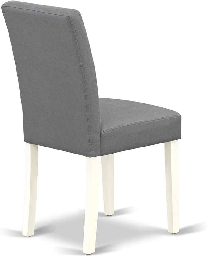 East West Furniture DOAS7-LWH-41 7 Piece Modern Dining Table Set Includes A Wood Table and 6 Platinum Gray Polyester Fabric Padded Chairs with Stylish Back- Linen White Finish