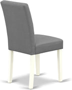 East West Furniture LGAS7-LWH-41 7 Piece Kitchen Table Set Contain A Modern Table and 6 Platinum Gray Polyester Fabric Dining Chairs with Stylish Back- Linen White Finish