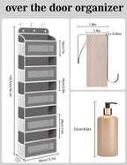 Over The Door Organizer, 5 Shelves Closet Door Hanging Organizer with 10 Mesh Pockets, Nursery Closet Organizer, Baby Essentials, Dorm Room Essentials for Girls