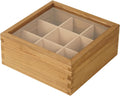 Wood Tea Bag Organizer, 9 Compartment Multi-Functional Tea Box and Storage Organizer for Tea Bags with Clear Acrylic Window