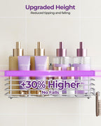 ODesign Shower Caddy 3 Pack SUS304 Stainless Steel-No Drilling-Shower Bathroom Shelves Rack,Rustproof Wall Mounted,Adhesive Shower Shelf Basket Organizer-Silver