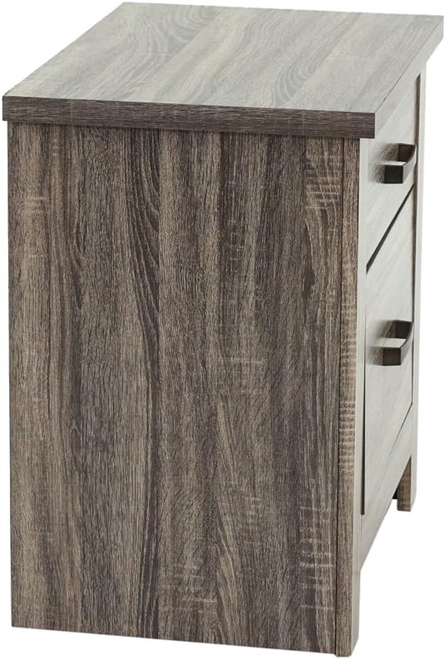 2 Drawers Nightstand in Brown Finish,for Small Spaces