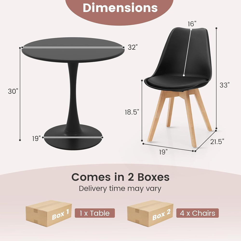 Tangkula Round Dining Table Set for 4, Kitchen Table Set with Padded Seat &am...
