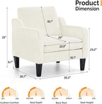 VINGLI Mid Century Modern Accent Chairs Set of 2, Comfy Armchair Chenille Sofa Upholstered Side Reading Chair for Living Room, Bedroom, Play Room, Apartment, Office
