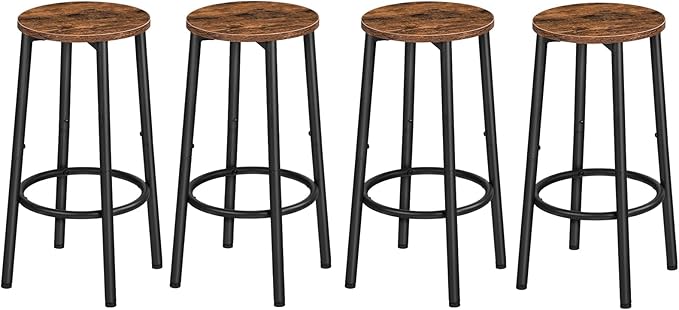 HOOBRO Bar Stools, Set of 4 Bar Chairs, Kitchen Round Height Stools with Foot...