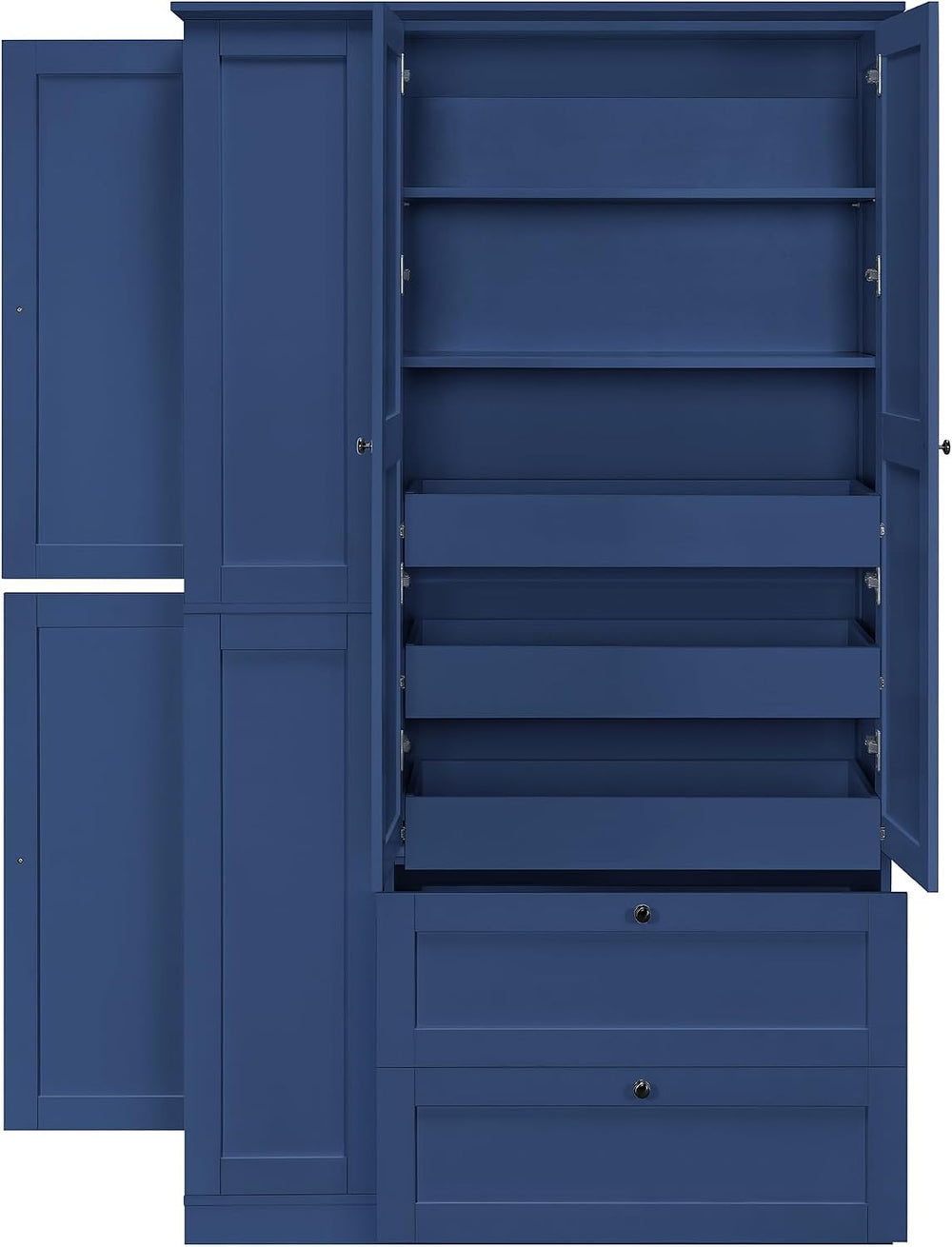 71" Tall Kitchen Pantry Storage Cabinet with 3 Pull Out Trays & 2 La...