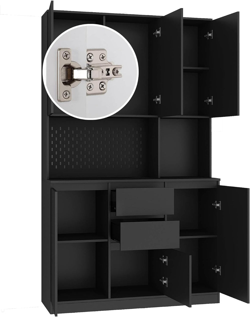 74"Kitchen Pantry Cabinet with Charging Station,Freestanding Buffet Cupb...