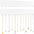 Acrylic Necklace Holder 2 Pack Wall Mounted Necklace Organizer Hanging Jewelry Organizer with 12 Hooks for Necklaces, Bracelets, Rings and Bangles Display（White）