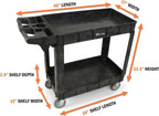 Rolling Utility Cart on Wheels, Heavy Duty Tool with Ergonomic Storage Handle and Deep Shelfs, Work Service for Garage, Warehouse, Workshop, 700-Pound Capacity 40 x 33 x 17-Inch