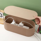 Cable Management Box Large Cable Organizer Box for Power Strips, Surge Protectors, Chargers, Adapters, TV Computer Wires Cable Hider Organizer Box with Cable Ties，Clip Holders - Khaki