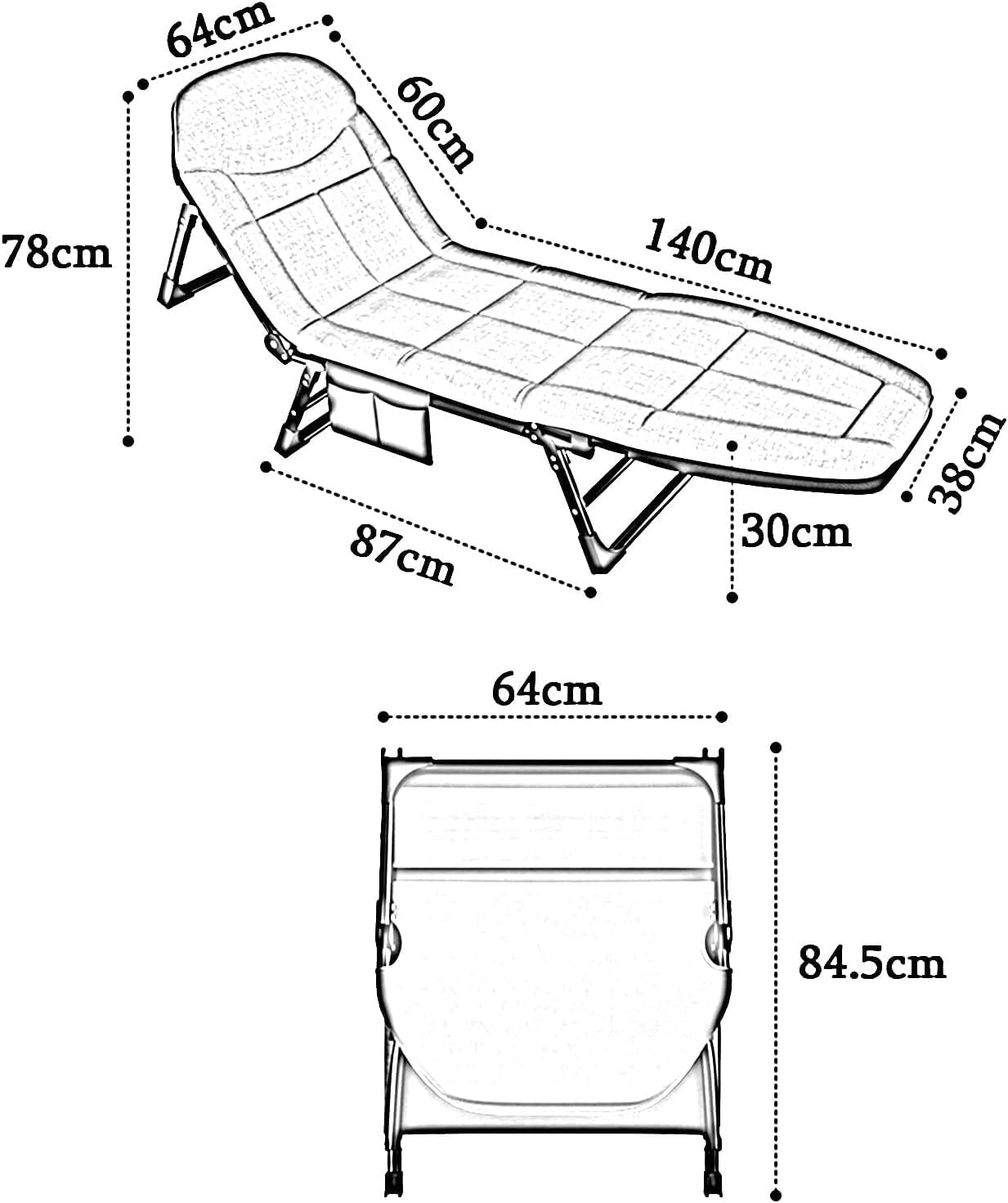 Folding Sun Lounger, 5-Position Adjustable Sunbed Padded Lounge Chair for Garden, Beach, Heavy Duty Reclining(Pink)