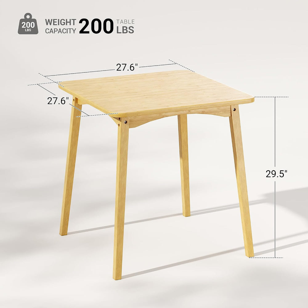 Bamboo Dining Table, Small Kitchen Table for 2, 27.6" Square Dining Tabl...