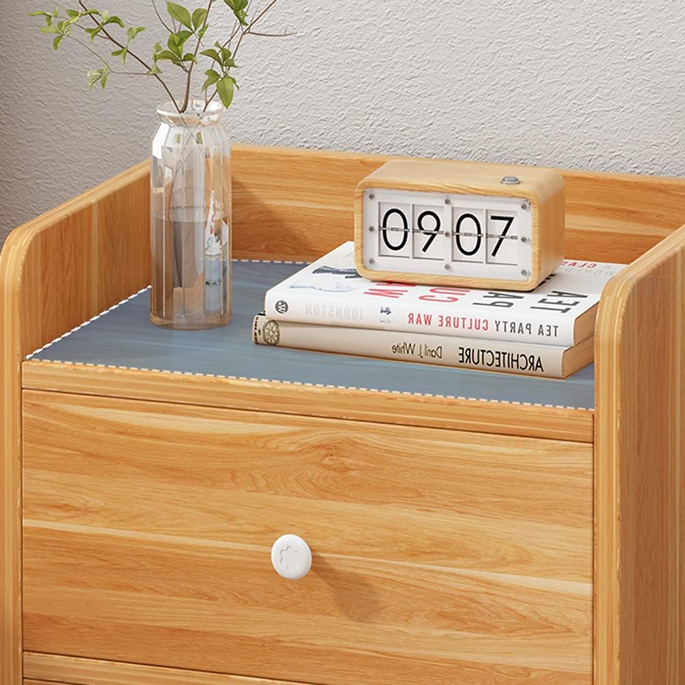 Bedside Table, Bedside Table Household Storage Cabinet 2 Drawers Guardrail De...
